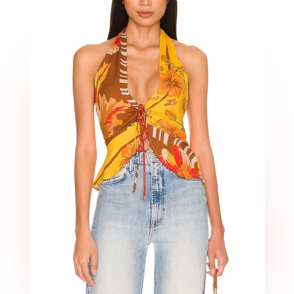 Free People Tops - NWT Free People Hot Tropics Tank in Mango Combo